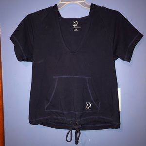 New York & company short sleeve hoodie sweatshirt